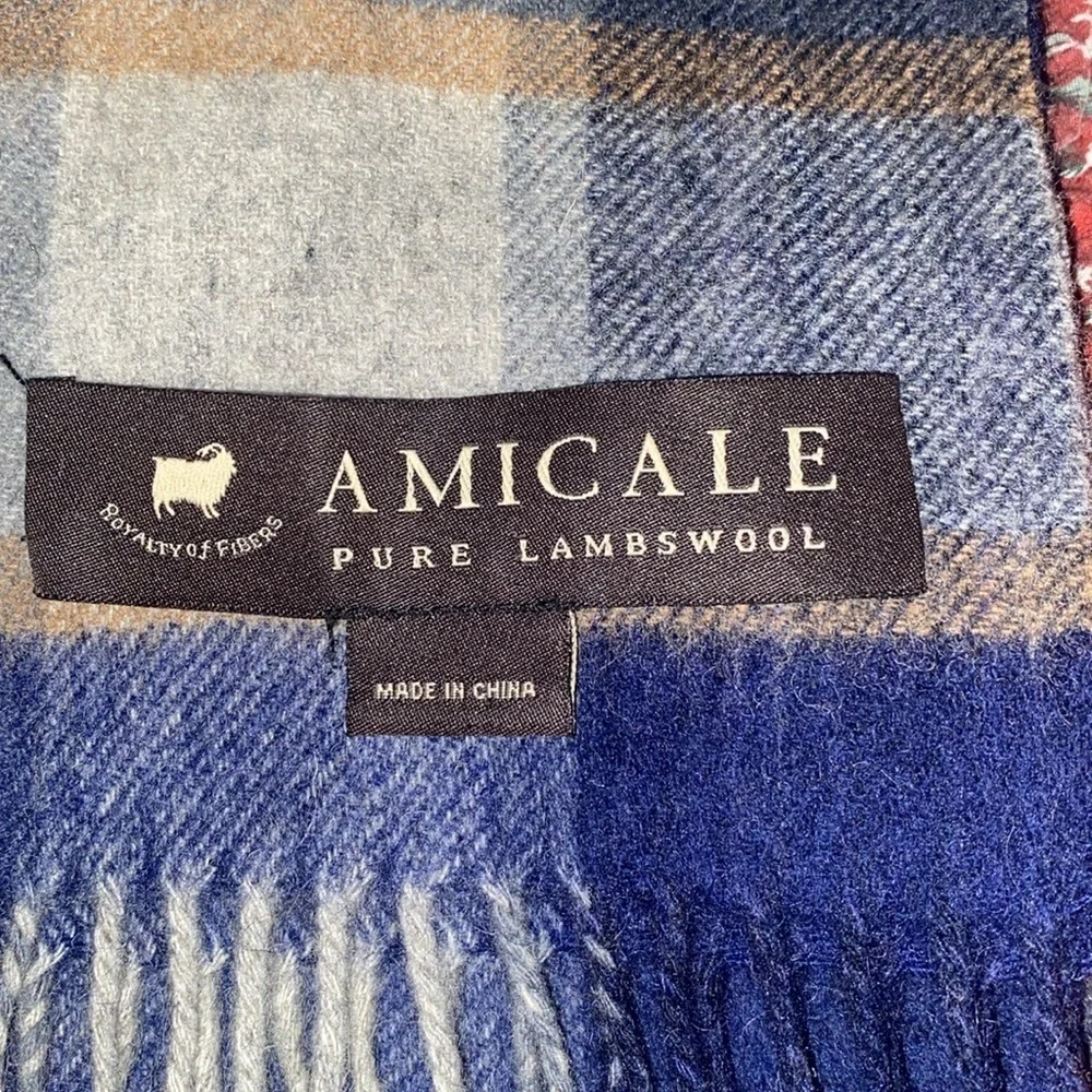 Amicale pure lambs wool plaid scarf